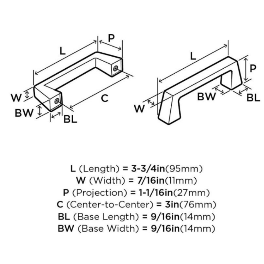 BP55275BBR-10PACK - Blackrock 3" Center-to-Center Cabinet Pull - Black Bronze