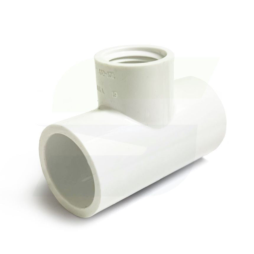 402-101 - 3/4" x 3/4" x 1/2" PVC Sch. 40 Threaded Tee (Socket x FIPT)