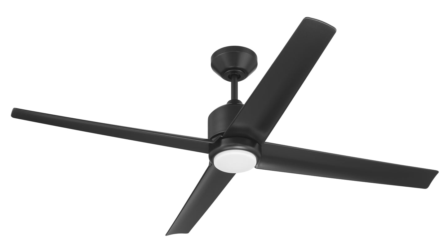QUL52FB4-NWF - Quell 52" Indoor/Outdoor Ceiling Fan no Wifi 52" 4 Blade Indoor Outdoor Ceiling Fan with Light Kit - Flat Black
