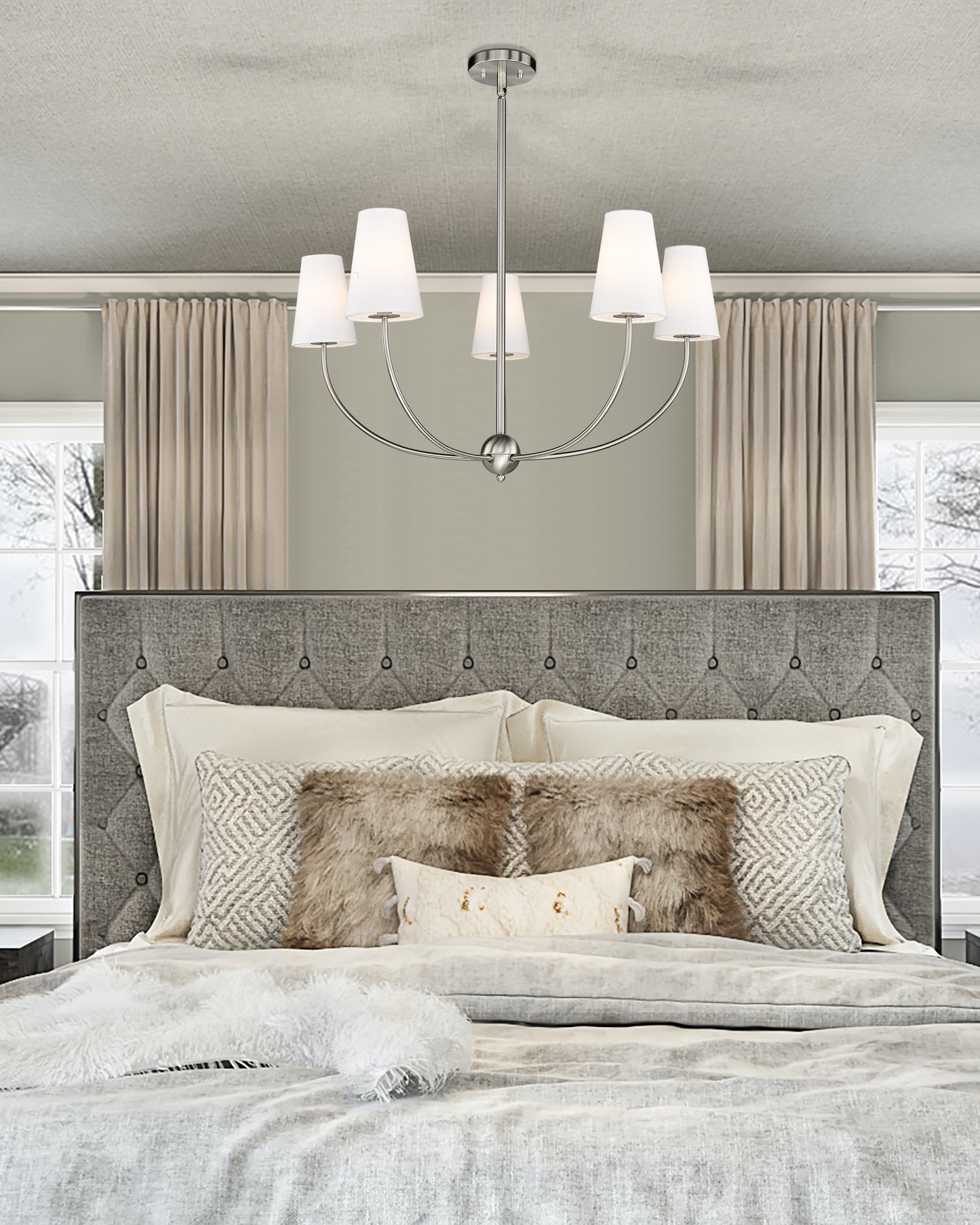 3040-32BN - Shannon 5 Light 32" Chandelier - Brushed Nickel