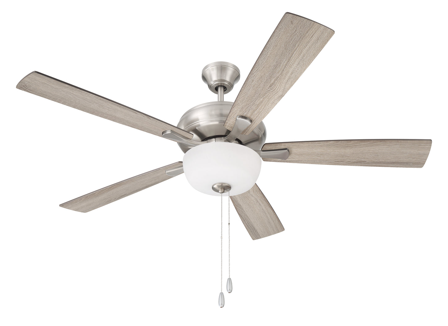 ECF211BNK5-DWWLN - EOS 2 Light Frosted White Bowl 52" Ceiling Fan 52" 5 Blade Ceiling Fan with Light Kit - Brushed Nickel