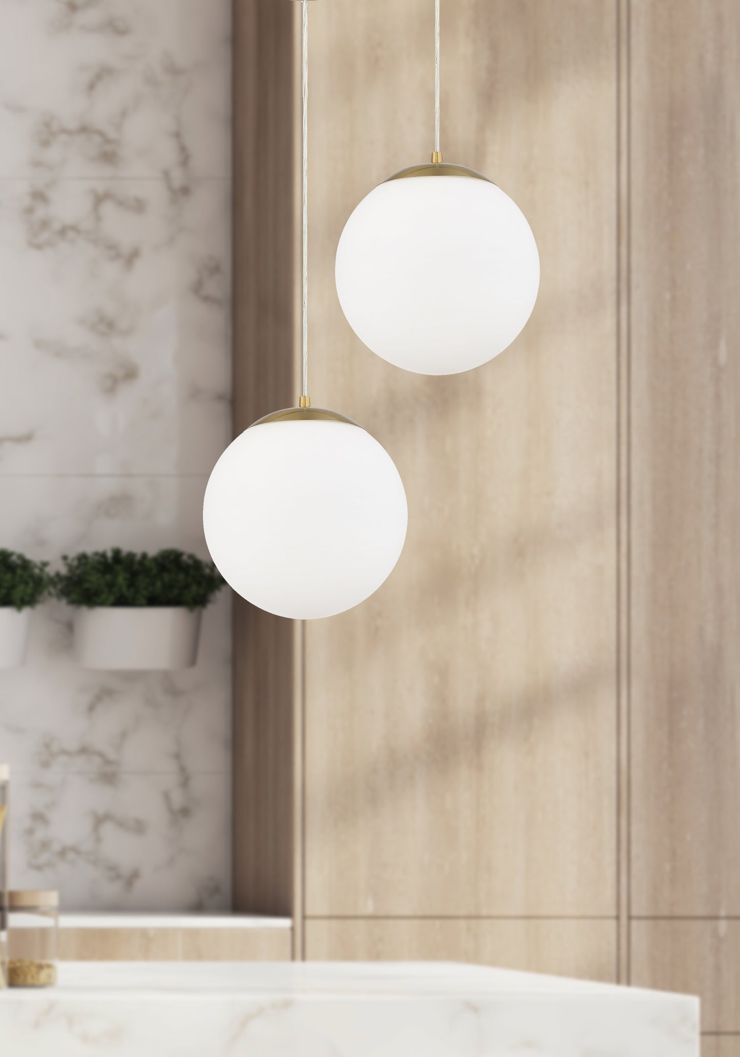 56893-SB-WG - Gaze 1 Light 14" Wide Pendant - Satin Brass