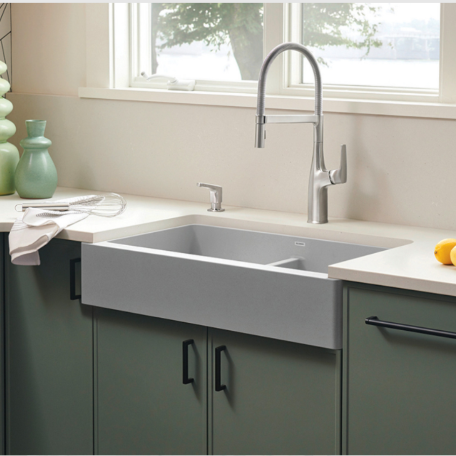 526550 - 33" Vintera Double Bowl Apron-Front Farmhouse Sink - White
