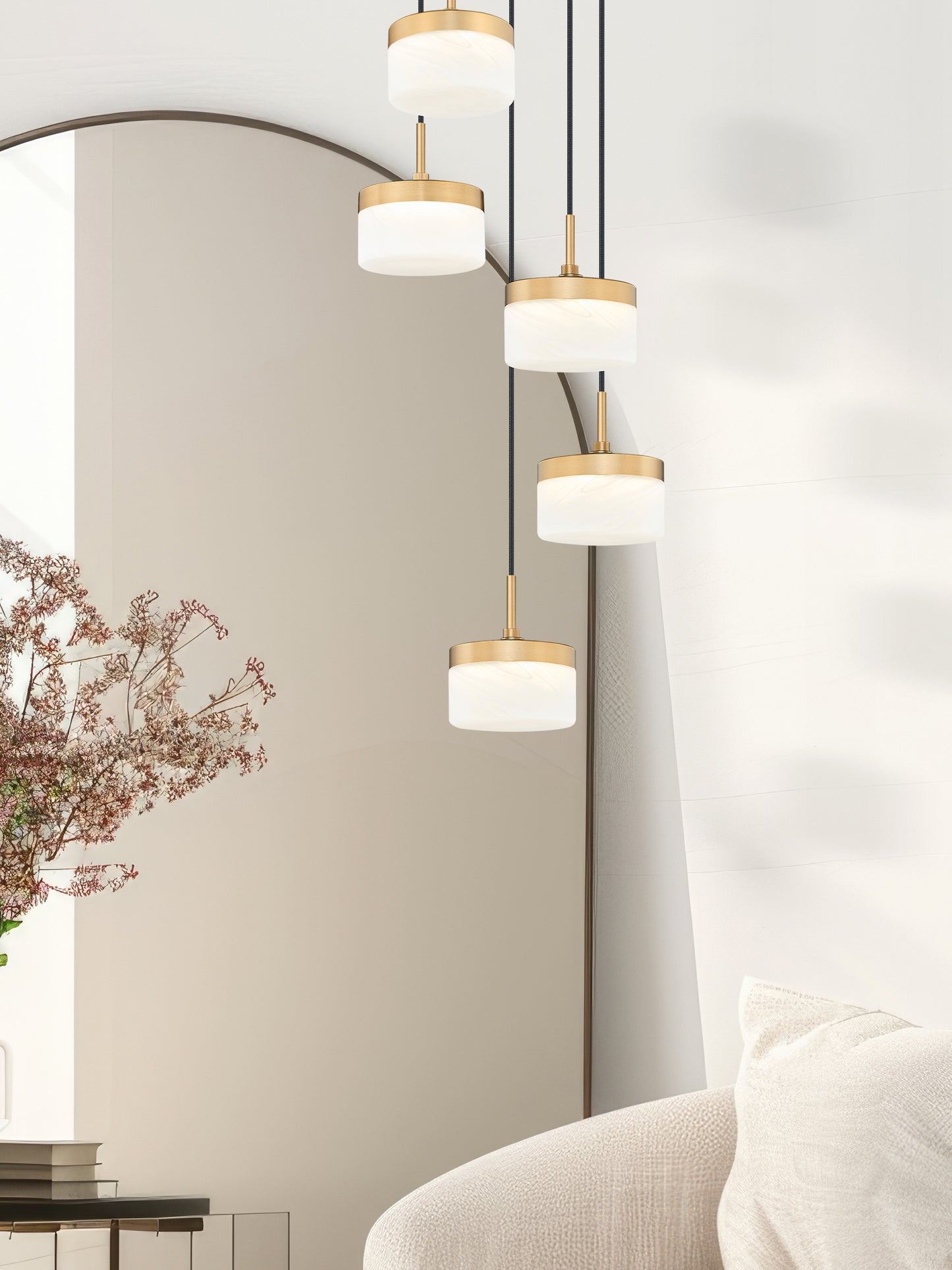 827P6-5R-MGLD-LED - Renaud 5 Light 16" Chandelier - Modern Gold