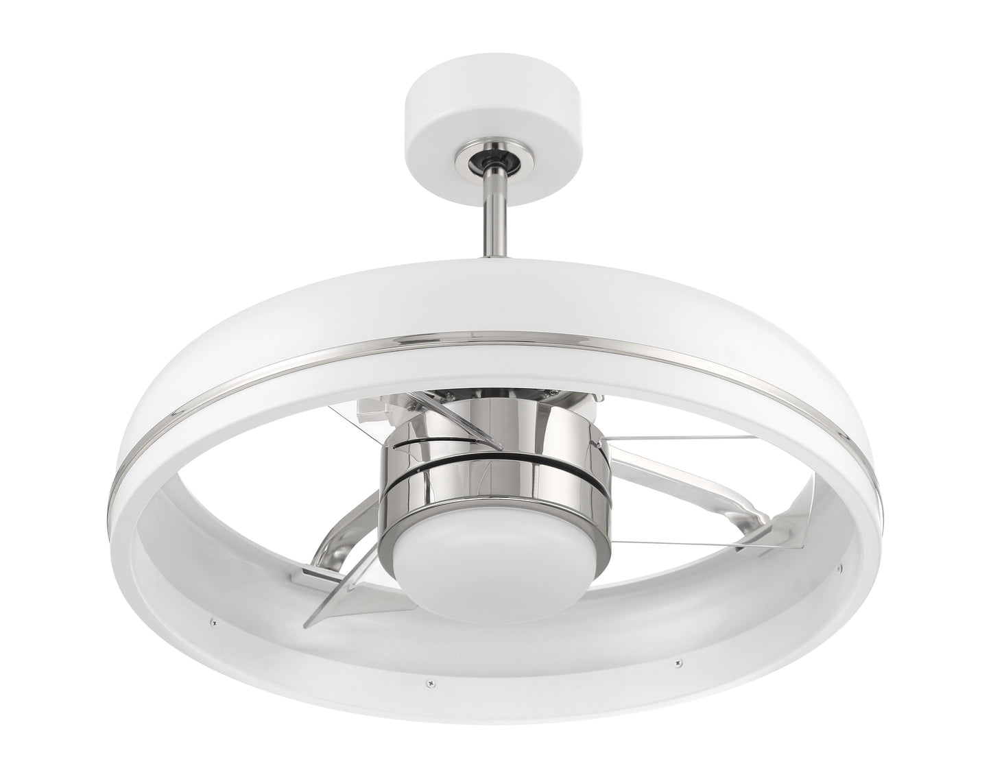 TYL24WPLN3-NWF - Taylor 18" Fandelier no Wifi 20" 3 Blade Indoor Outdoor Ceiling Fan with Light Kit - White / Polished Nickel