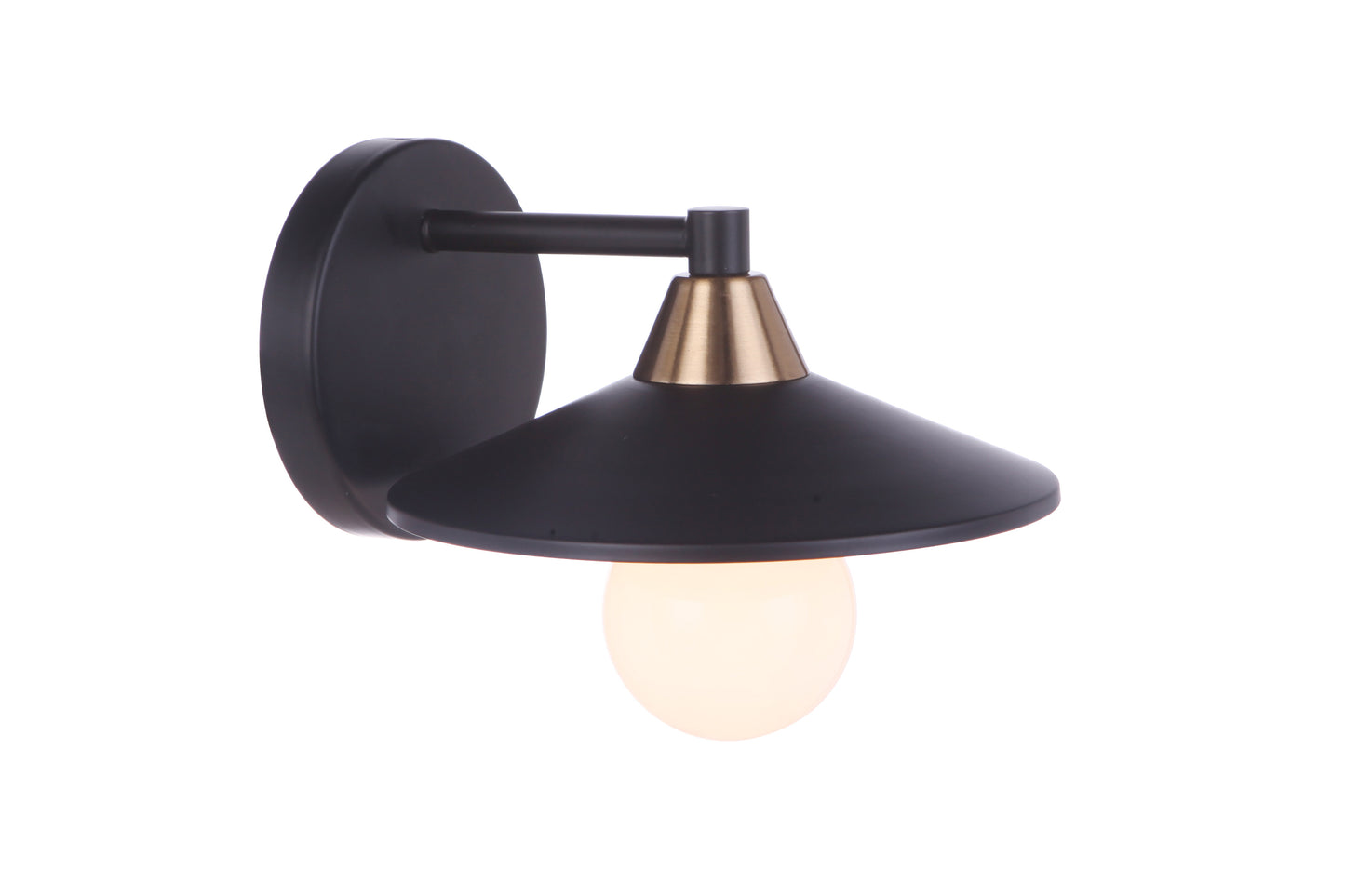 12508FBSB1 - Isaac 1 Light 5.12" High Wall Sconce - Flat Black / Satin Brass