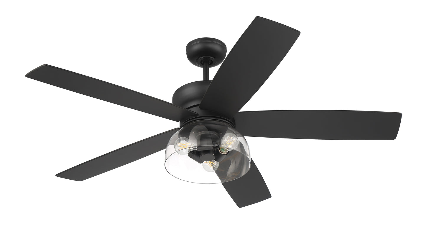 GBN52FB5-NWF - Gibson 52" Ceiling fan no Wifi 52" 5 Blade Ceiling Fan with Light Kit - Flat Black