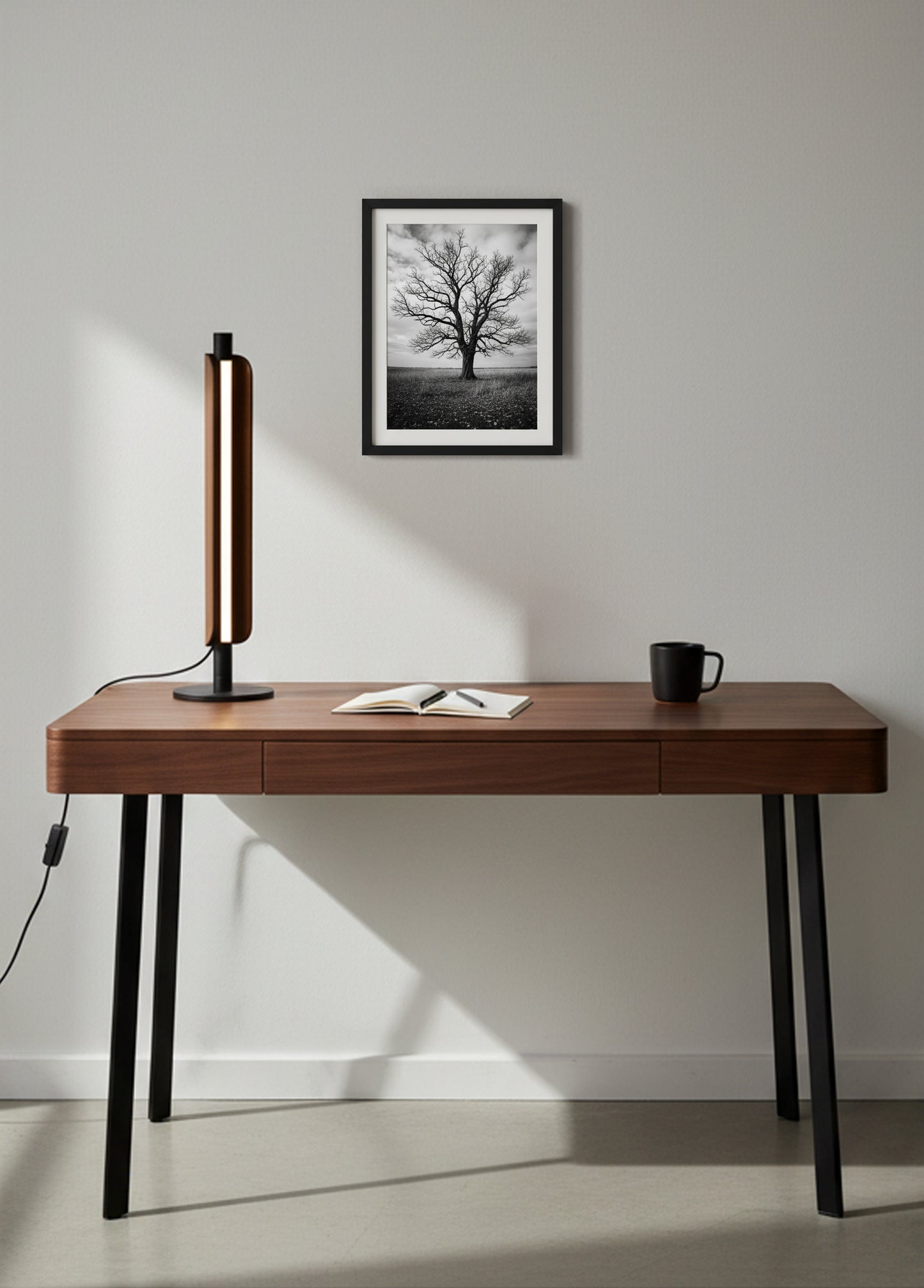 87030FBWAL-T - Cameron 1 Light 21" High Table Lamp - Flat Black / Walnut