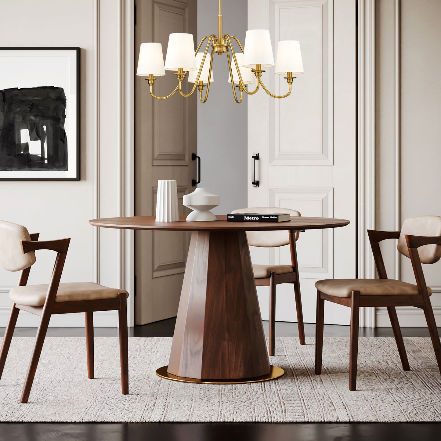 7509-6-32MGLD - Gianna 6 Light 32" Chandelier - Modern Gold