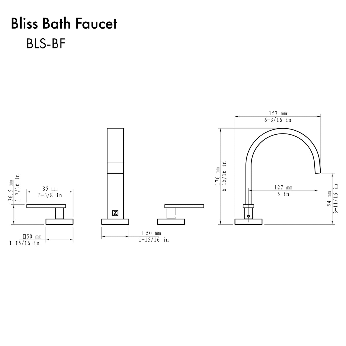 BLS-BF-CB - Bliss Widespread Bath Faucet in Champagne Bronze