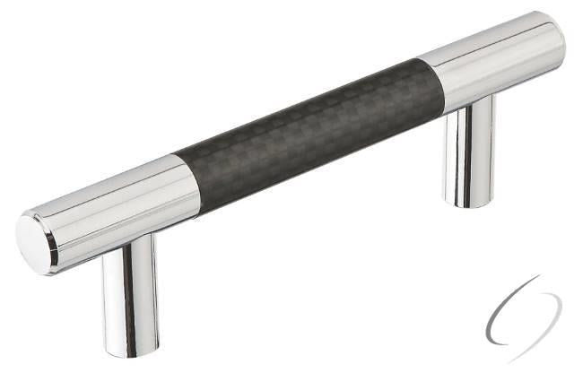 86380US15 Carbon Fiber Black 6" Bar Pull Bright Satin Nickel Finish