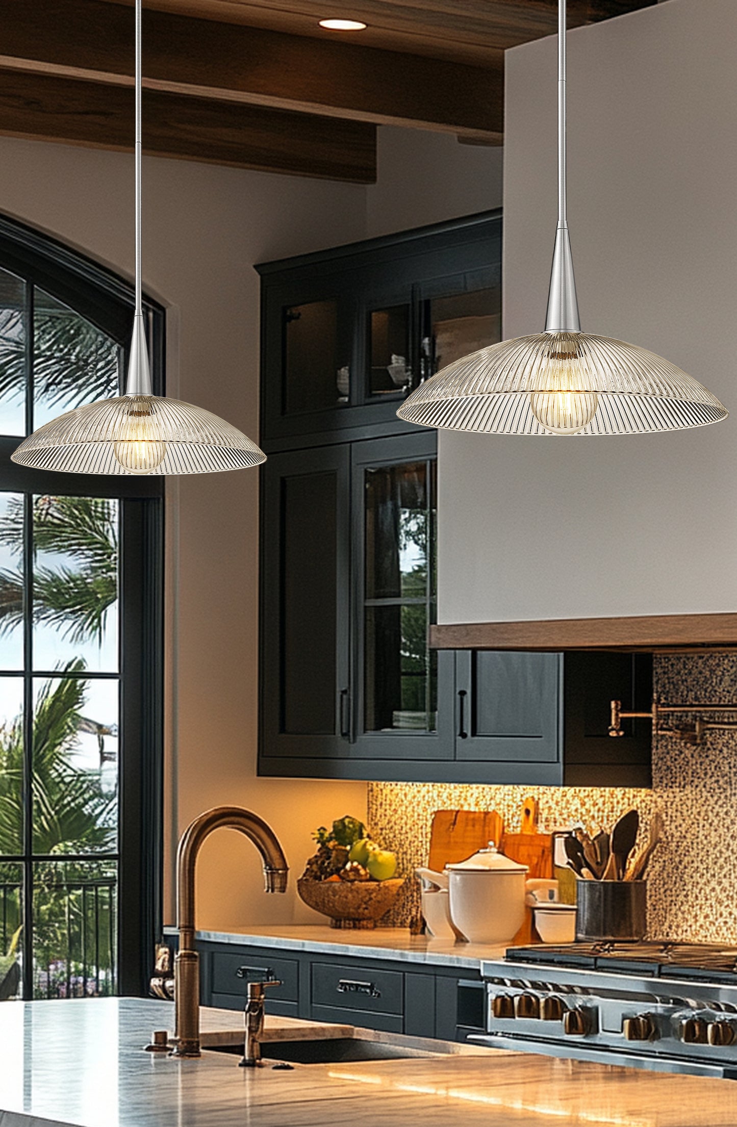3051P18-BN - Lunelle 1 Light 18" Pendant - Brushed Nickel