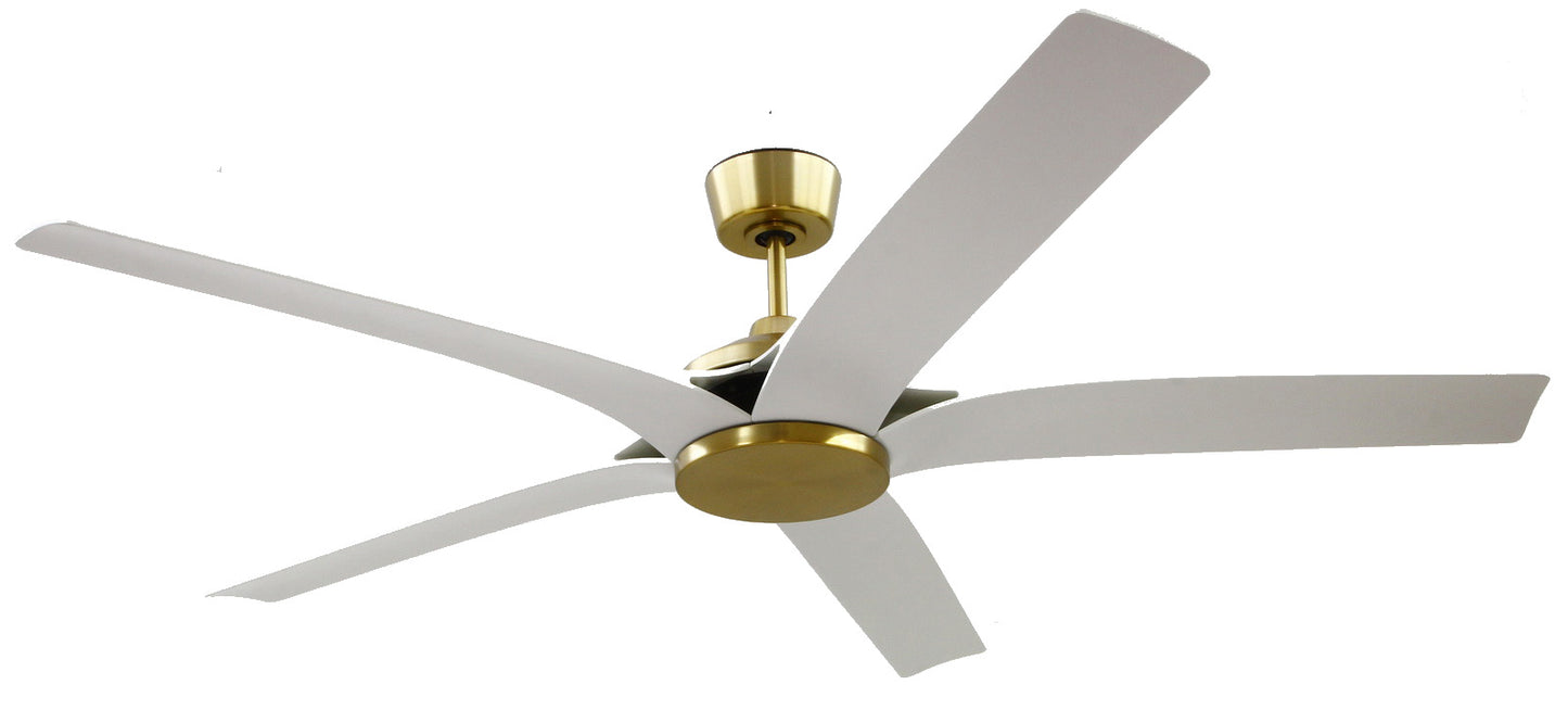 FON65SBW5 - Fonz 65" Indoor Ceiling fan with 5-blades 65" 5 Blade Ceiling Fan with Light Kit - Satin Brass