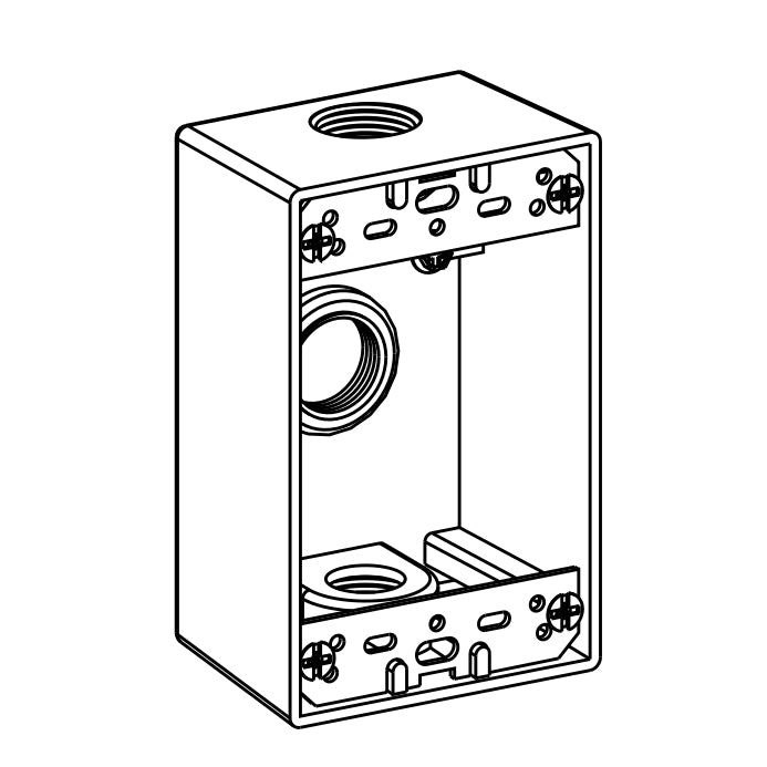 1B75-3 - Weatherproof 1-Gang Box - 2" Deep 3 Outlet