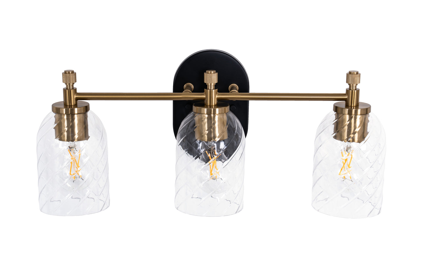 60303-FBSB-C - Council 3 Light 20" Wide Vanity Light - Flat Black / Satin Brass
