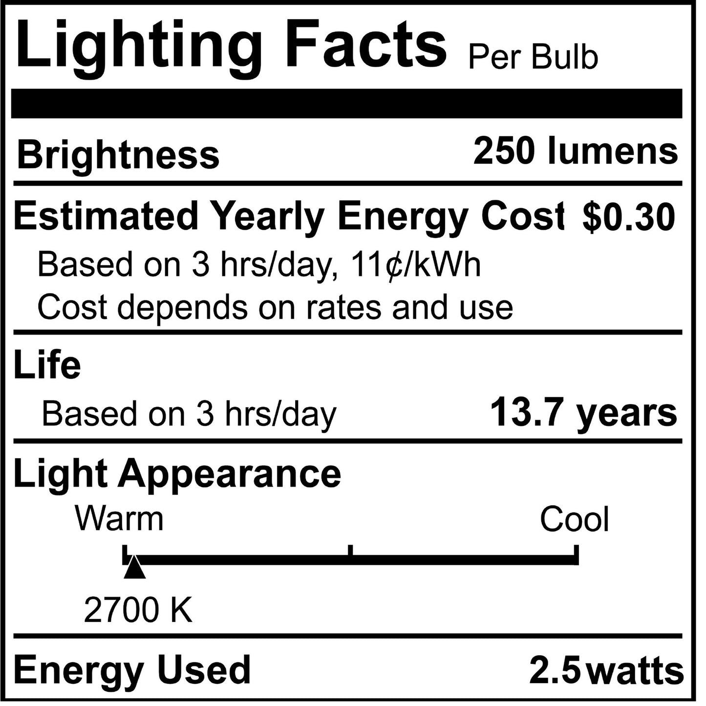 776953 - Dimmable Milky A19 LED Light Bulb - 2.5 Watt - 2700K - 4 Pack