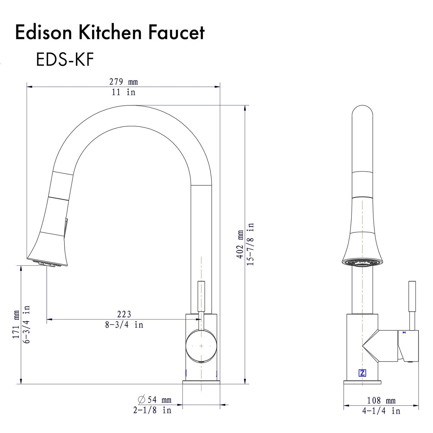 EDS-KF-PG - Edison Kitchen Faucet in Polished Gold