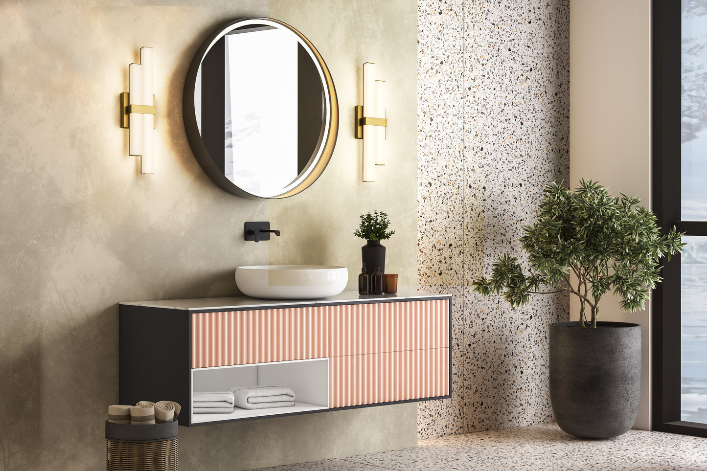 1008-18W-MGLD-LED - Zane 2 Light 18" Vanity - Modern Gold
