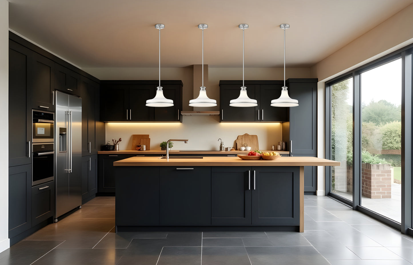 831P12-BN - Reznor 1 Light 12" Pendant - Brushed Nickel