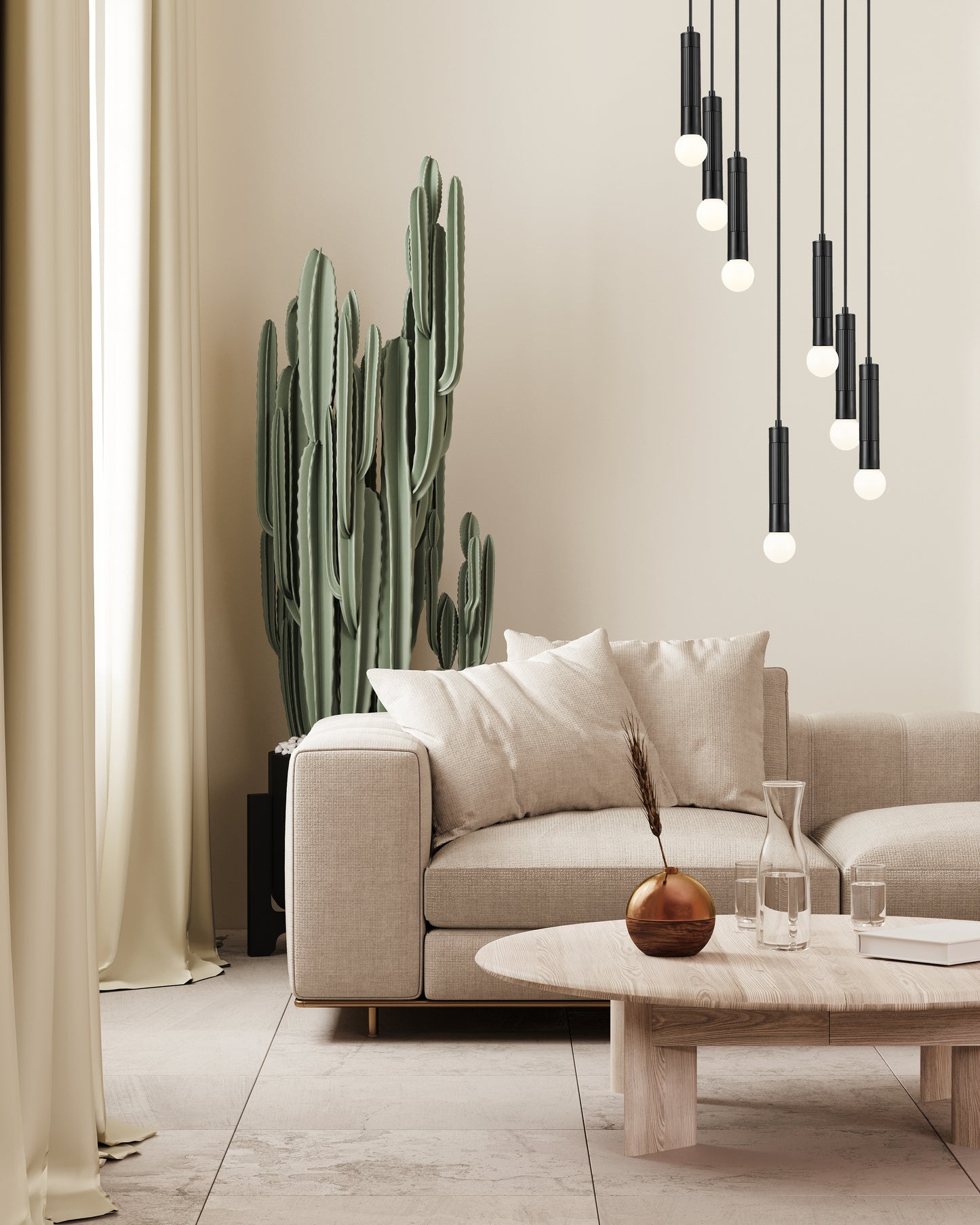 1956P-5R-MB - Stari 5 Light 12" Chandelier - Matte Black