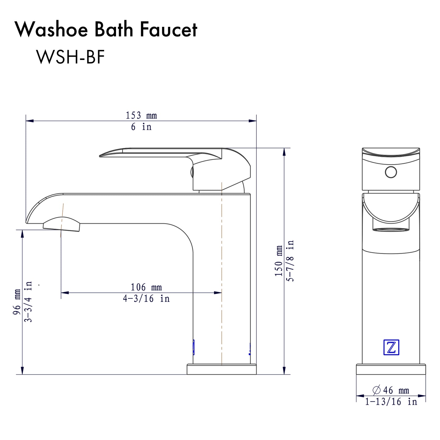 WSH-BF-CH - Washoe Bath Faucet in Chrome