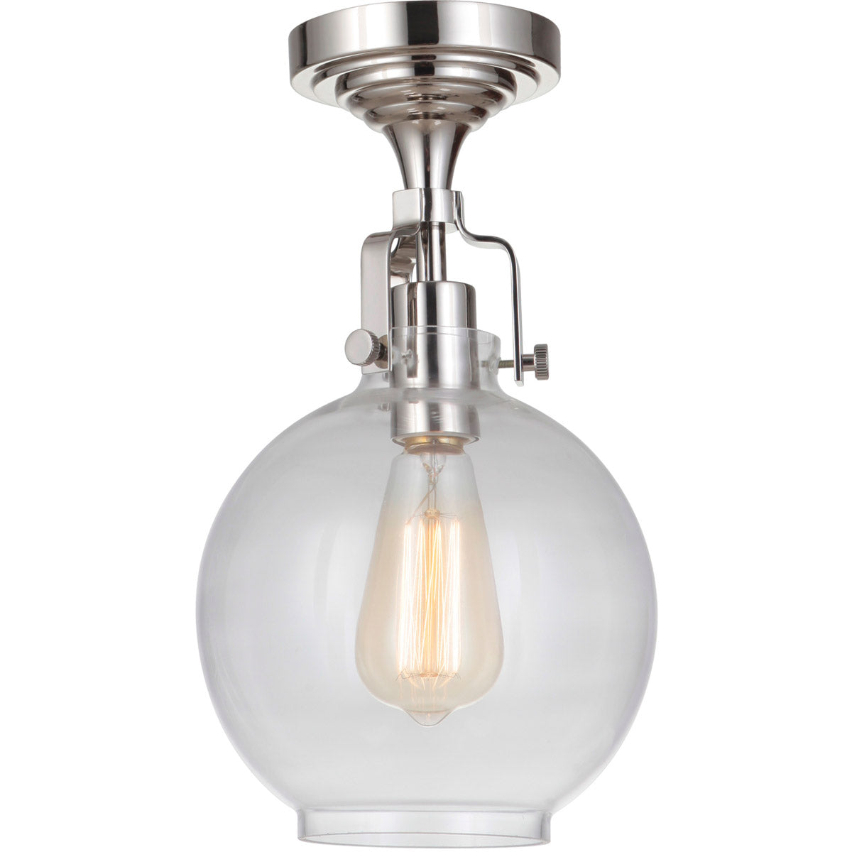 X8308-PLN-C - State House 1 Light 13.6" High Semi Flush Mount - Polished Nickel