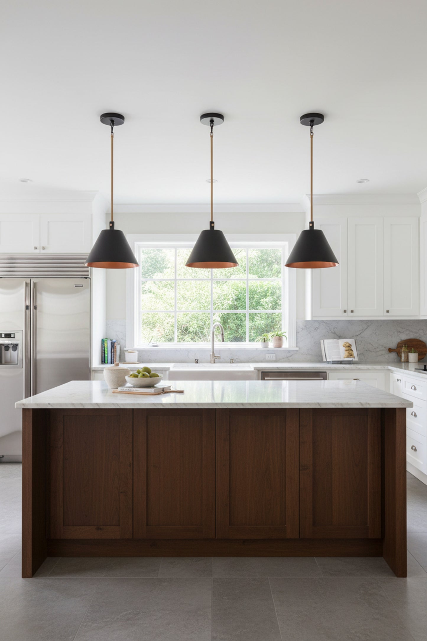 60991-FBSB - Blake 1 Light 11" Wide Pendant - Flat Black / Satin Brass