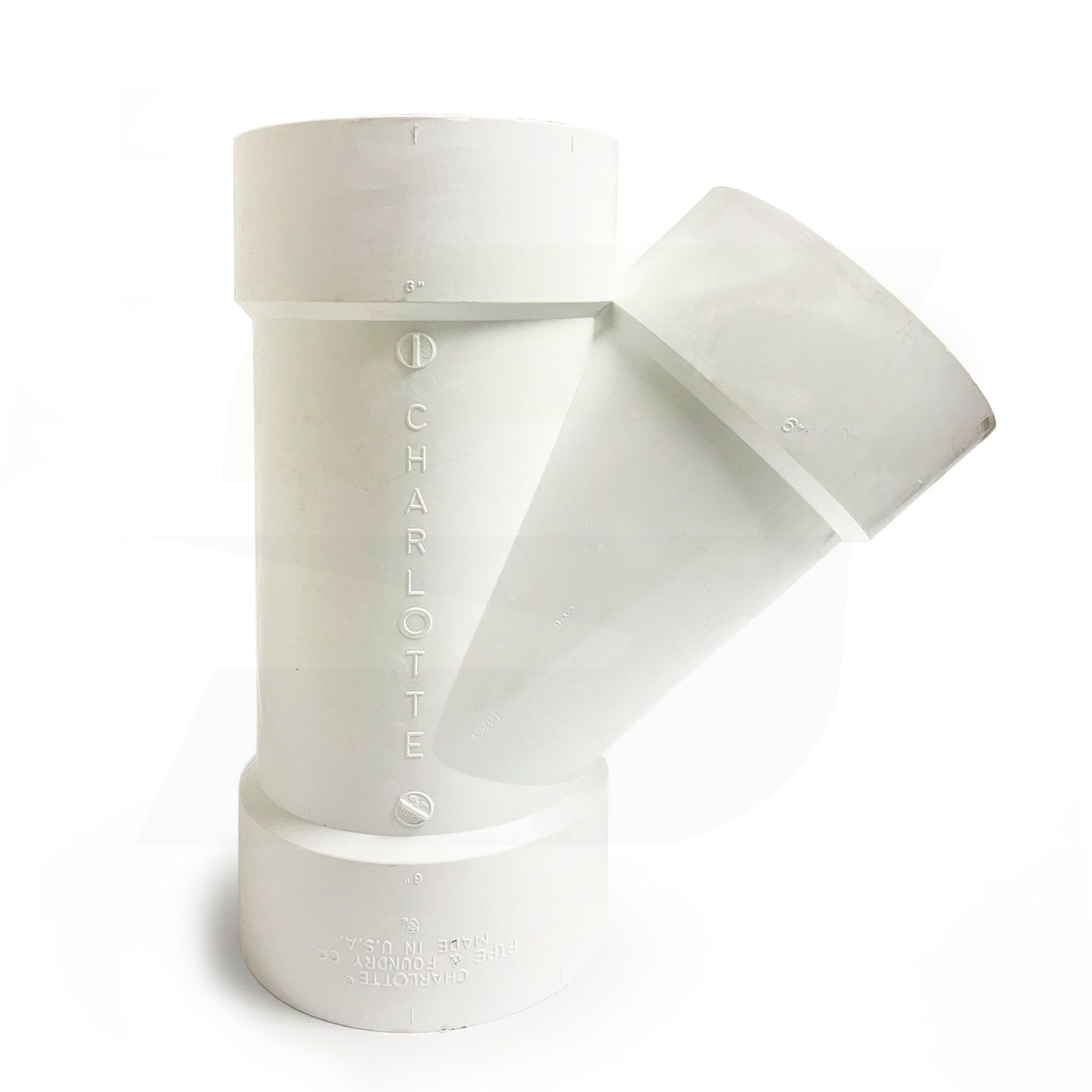 K092600 - 6" PVC DWV 45 Degree Wye - Hub x Hub x Hub