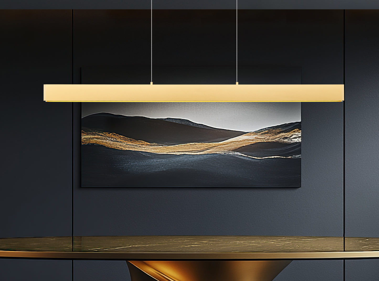1016-55L-GLD-LED - Hudson 1 Light Linear 55" Chandelier - Gold