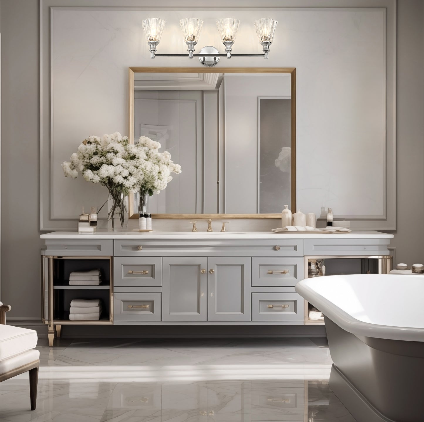 7704-4V-BN - Auden 4 Light 32" Vanity - Brushed Nickel