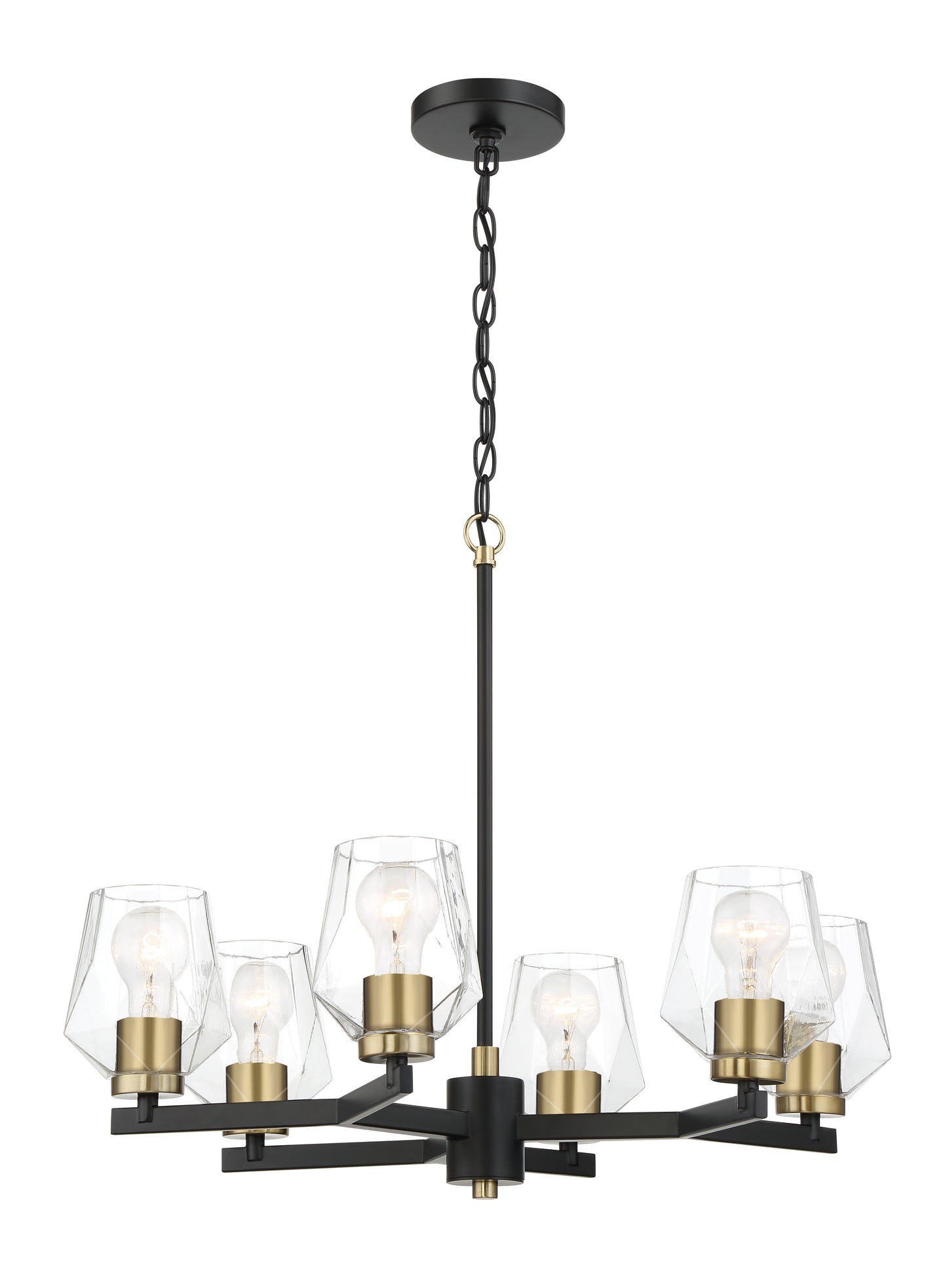 56926-FBSB - Avante Grand 6 Light 23" Wide Chandelier - Flat Black / Satin Brass