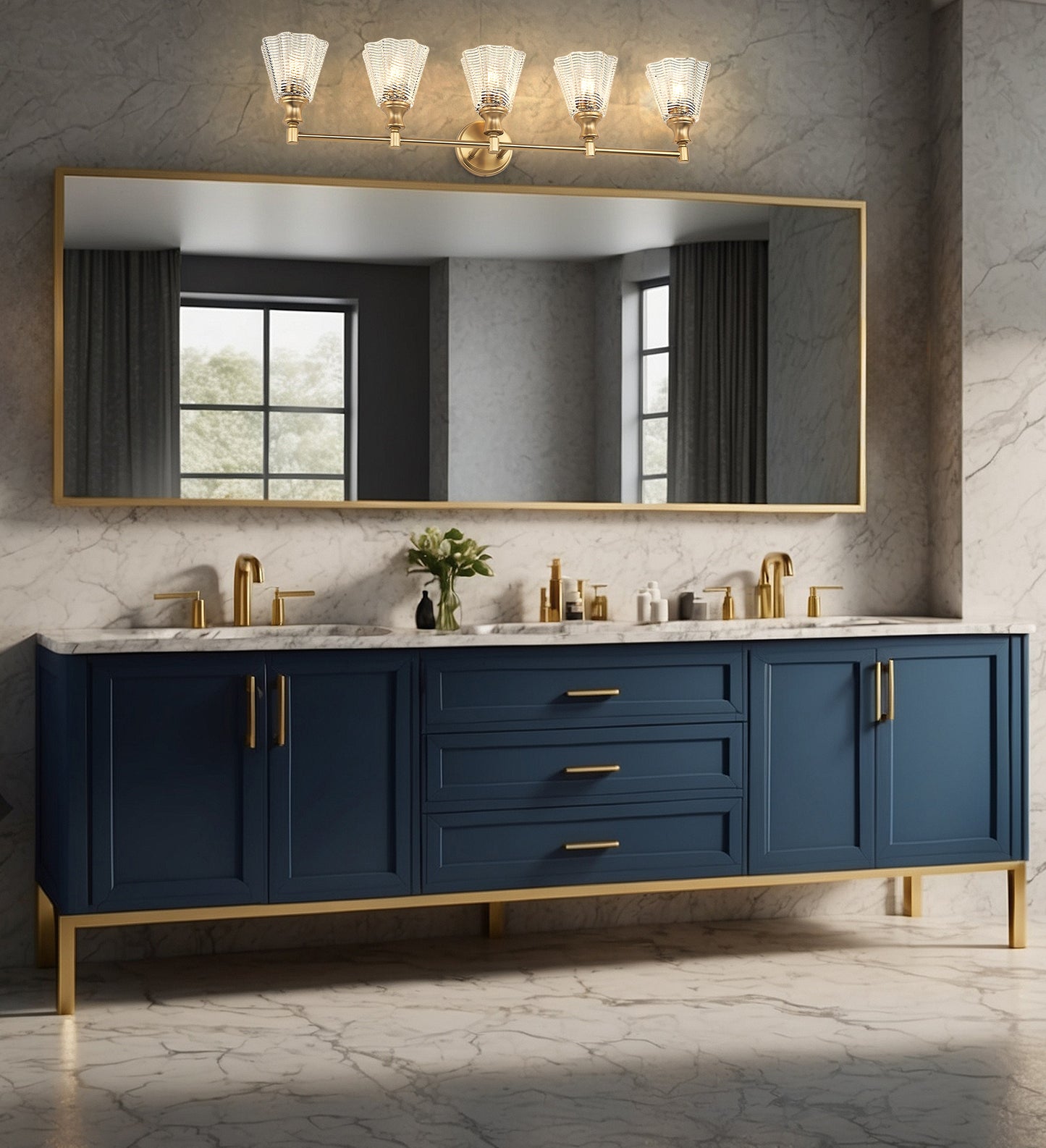 7704-5V-MGLD - Auden 5 Light 40" Vanity - Modern Gold