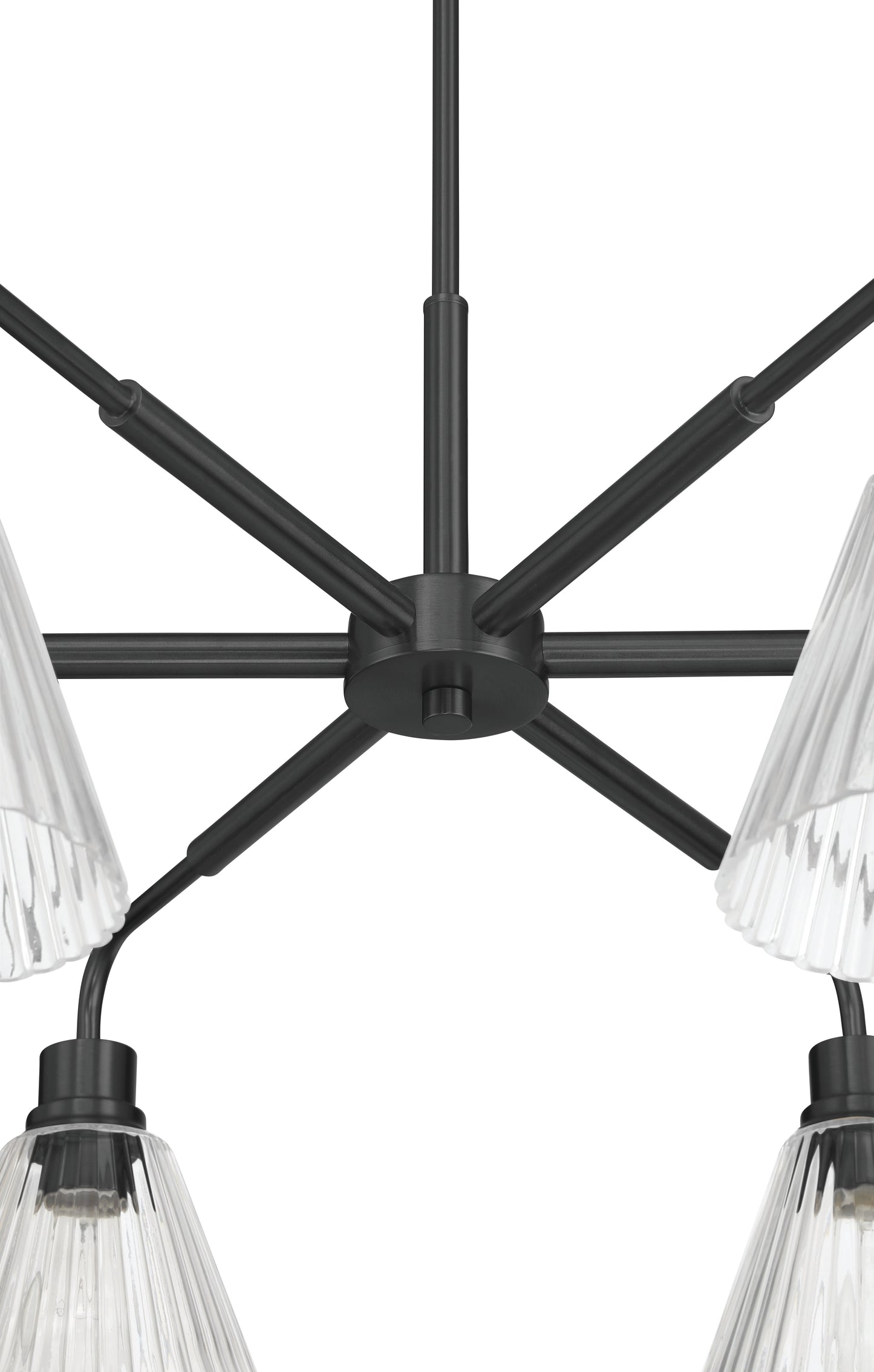 61126-FB - Pleated 6 Light 35" Wide Chandelier - Flat Black