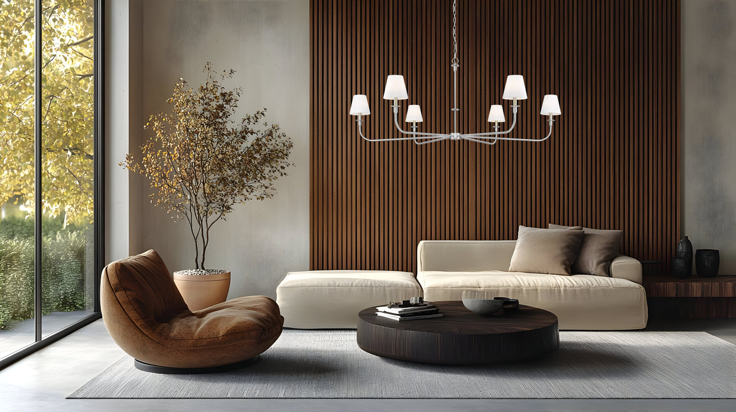 3049-62BN - Tova 6 Light 66" Chandelier - Brushed Nickel