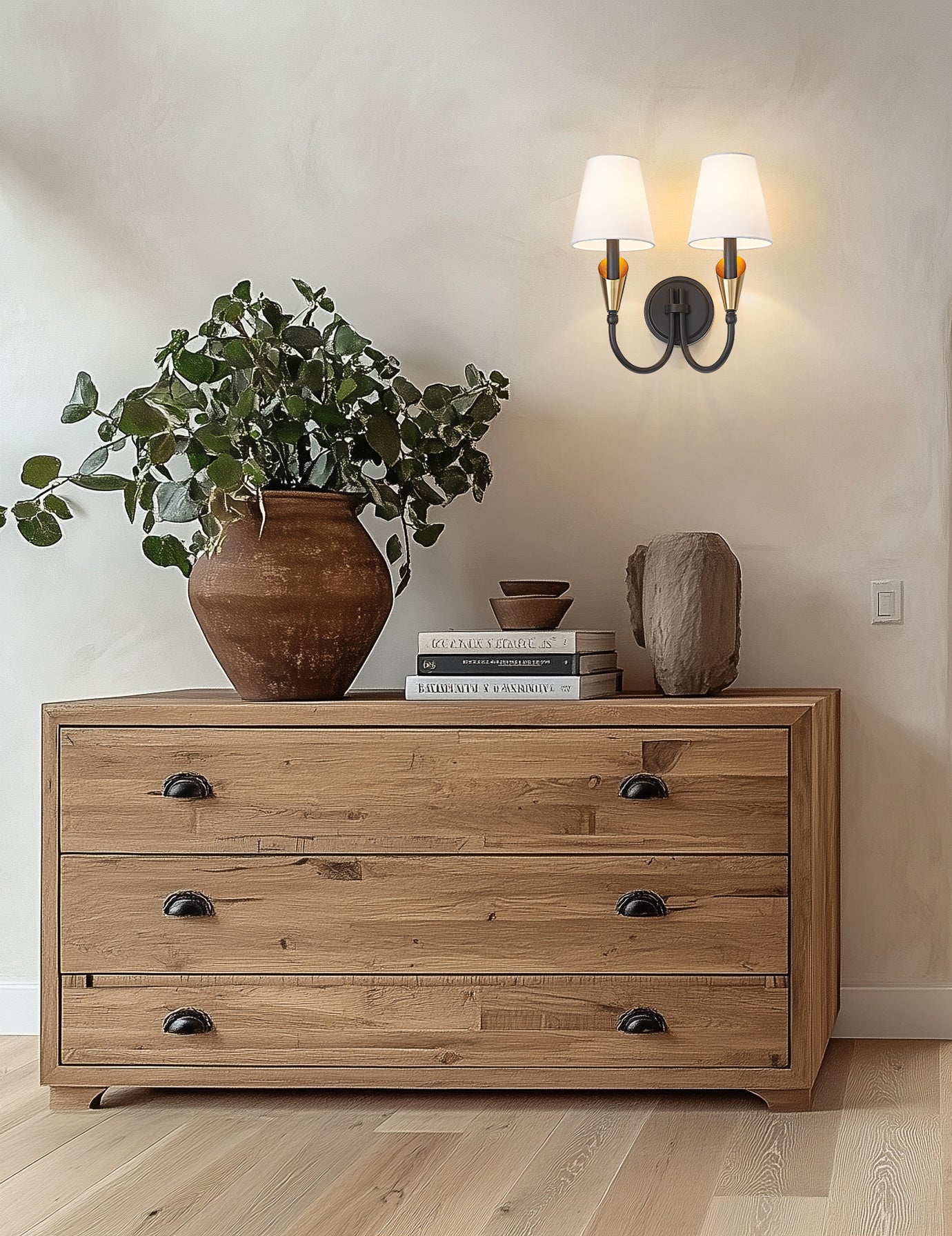 4014-2S-MB-MGLD - Claudelle 2 Light Wall 14" Sconce - Matte Black / Modern Gold