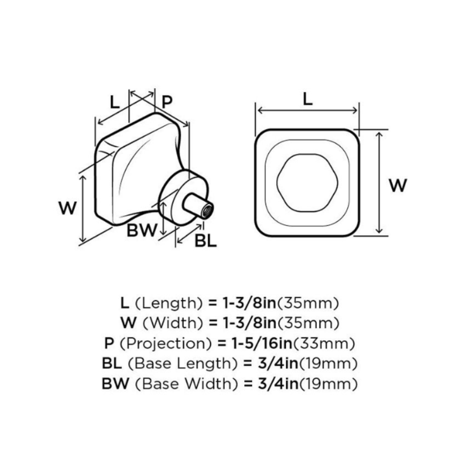 BP36653CBBZ-10PACK - Glacio 1 3/8" Square Cabinet Knob - Modern Clear/Golden Champagne