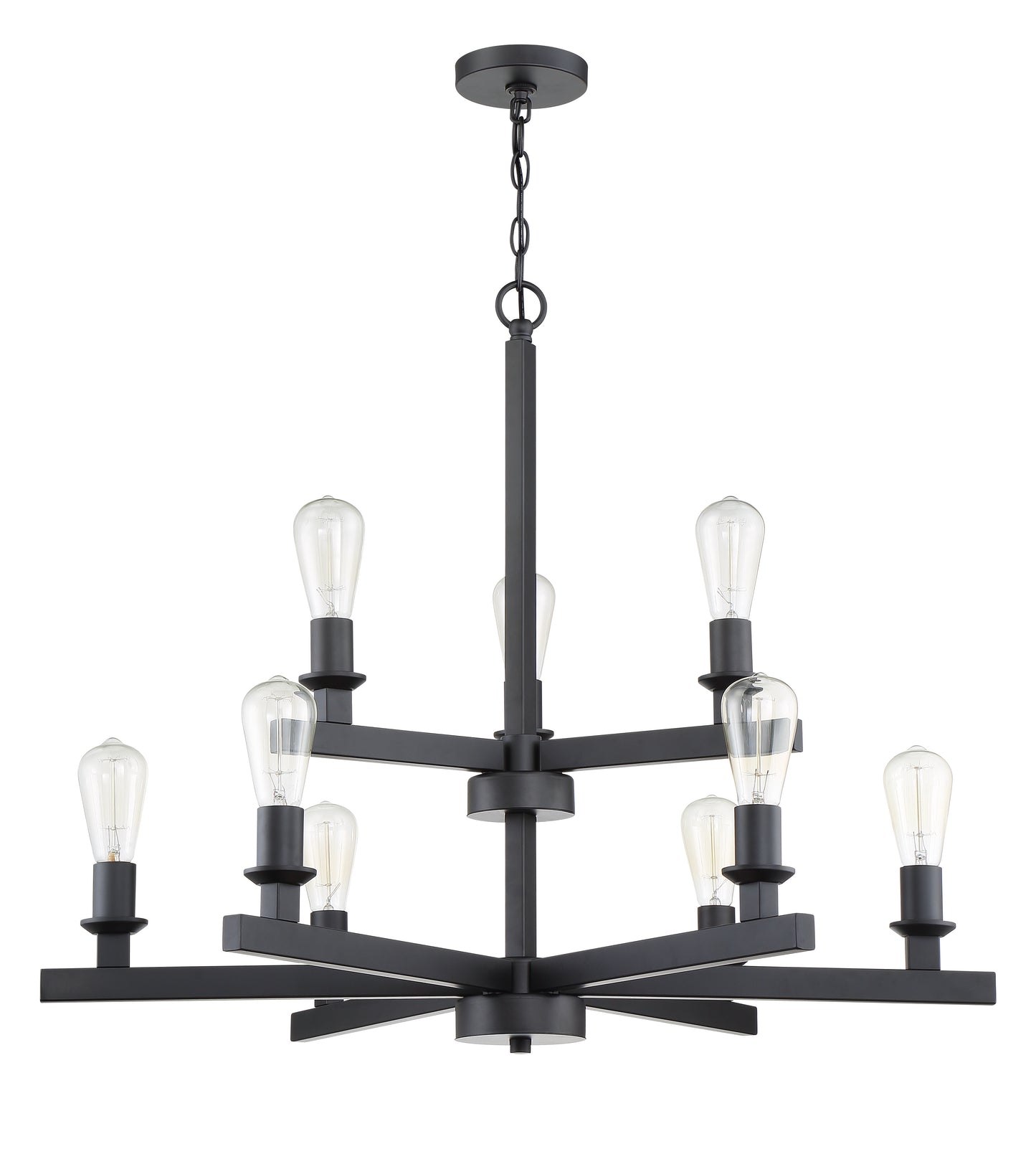 53129-FB - Chicago 9 Light 34" Wide Chandelier - Flat Black