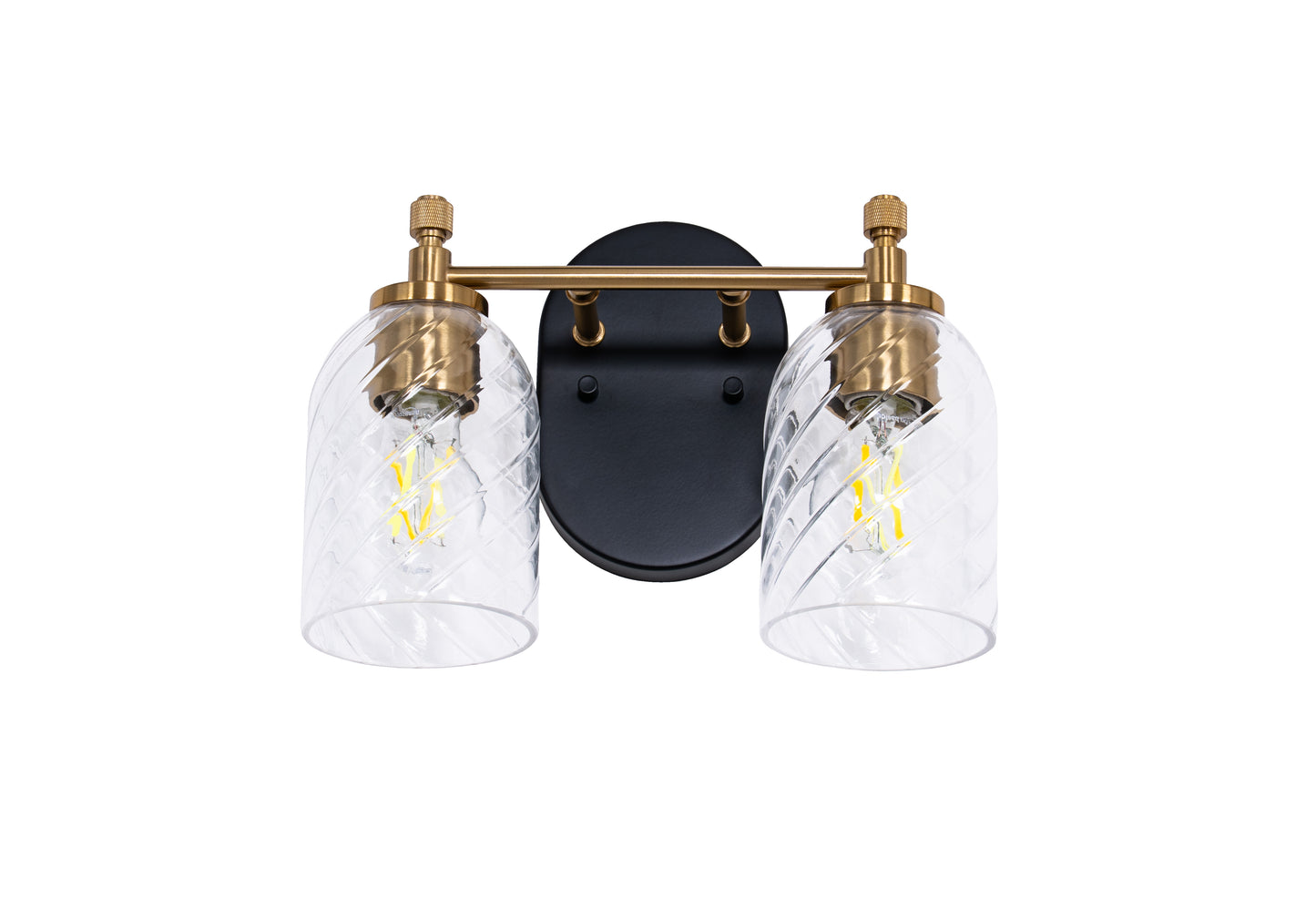 60302-FBSB-C - Council 2 Light 12.25" Wide Vanity Light - Flat Black / Satin Brass