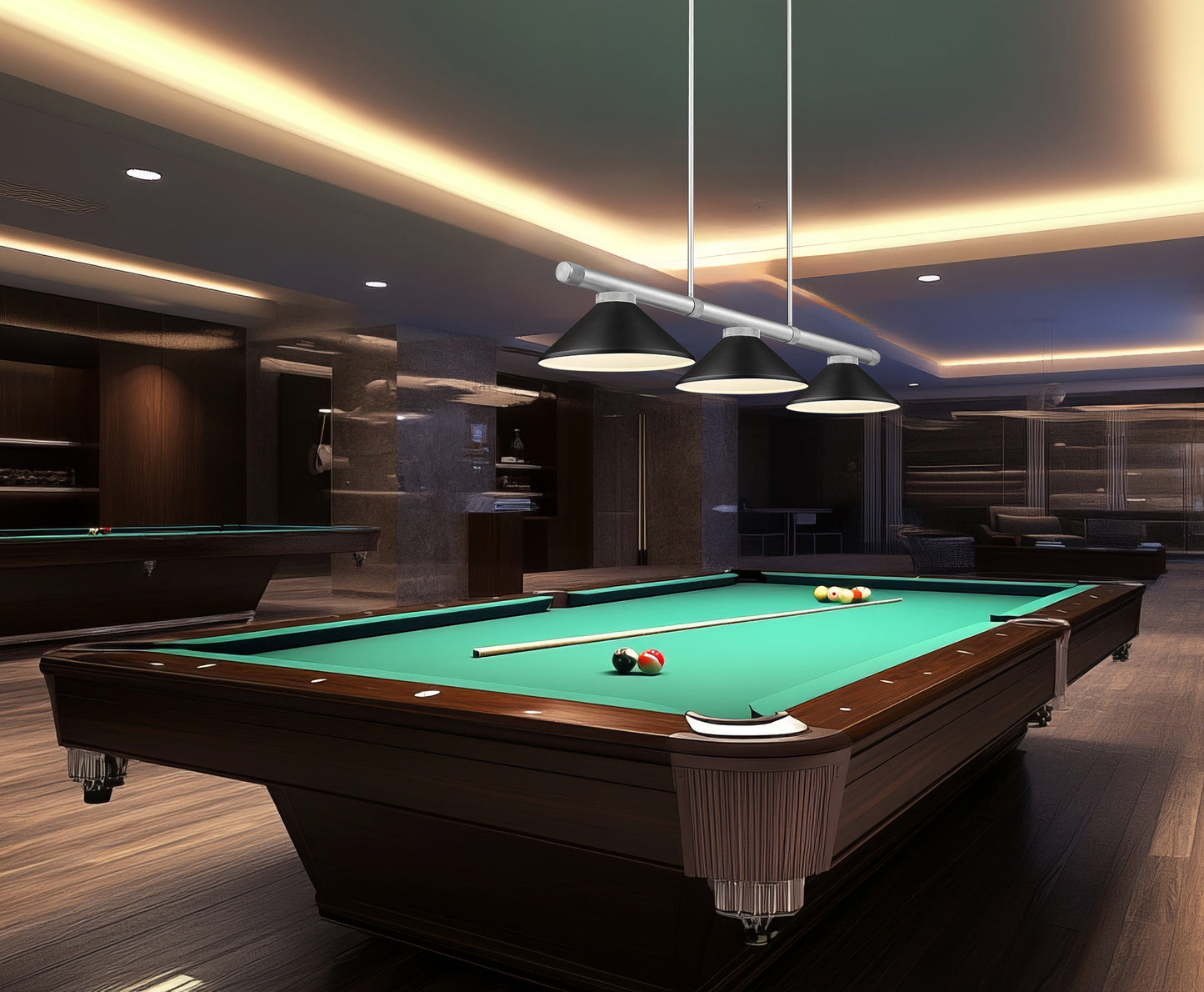 3050-3BN-MMB - Vanguard 3 Light 58" Billiard - Brushed Nickel
