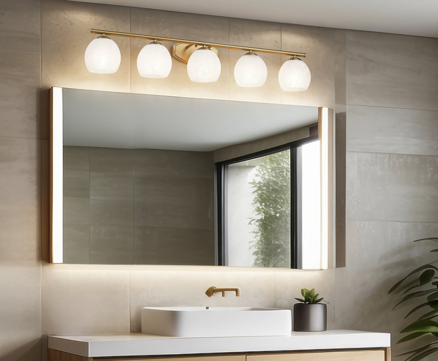 1963-5V-MGLD - Colette 5 Light 42" Vanity - Modern Gold