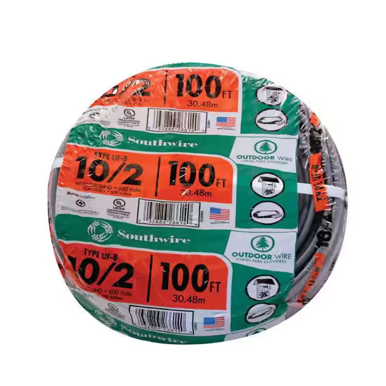 13056728 - 10/2 Gray Solid Copper Underground Feeder with Ground Wire - 100 ft