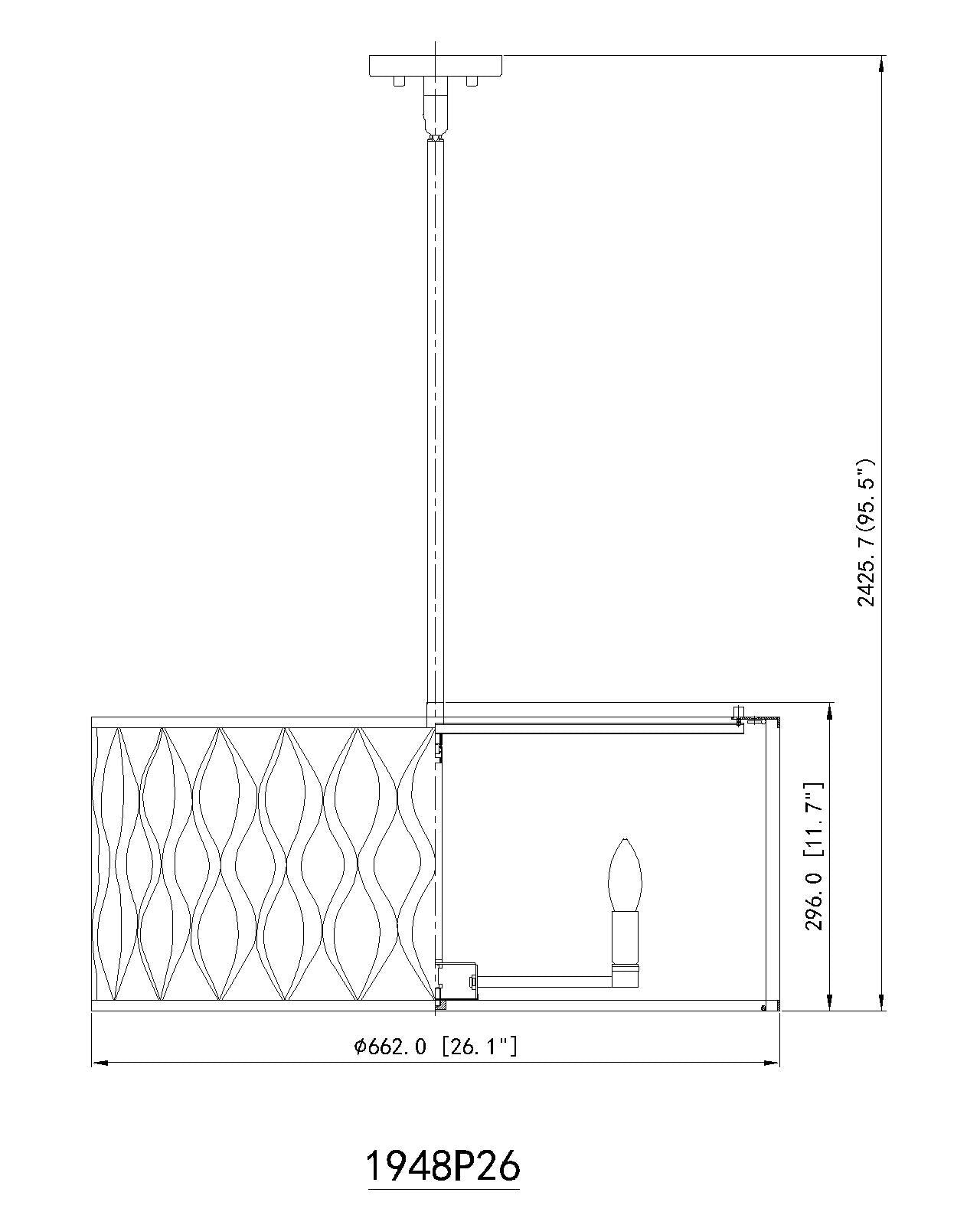 1948P26-MB - Harden 8 Light 26" Pendant - Matte Black