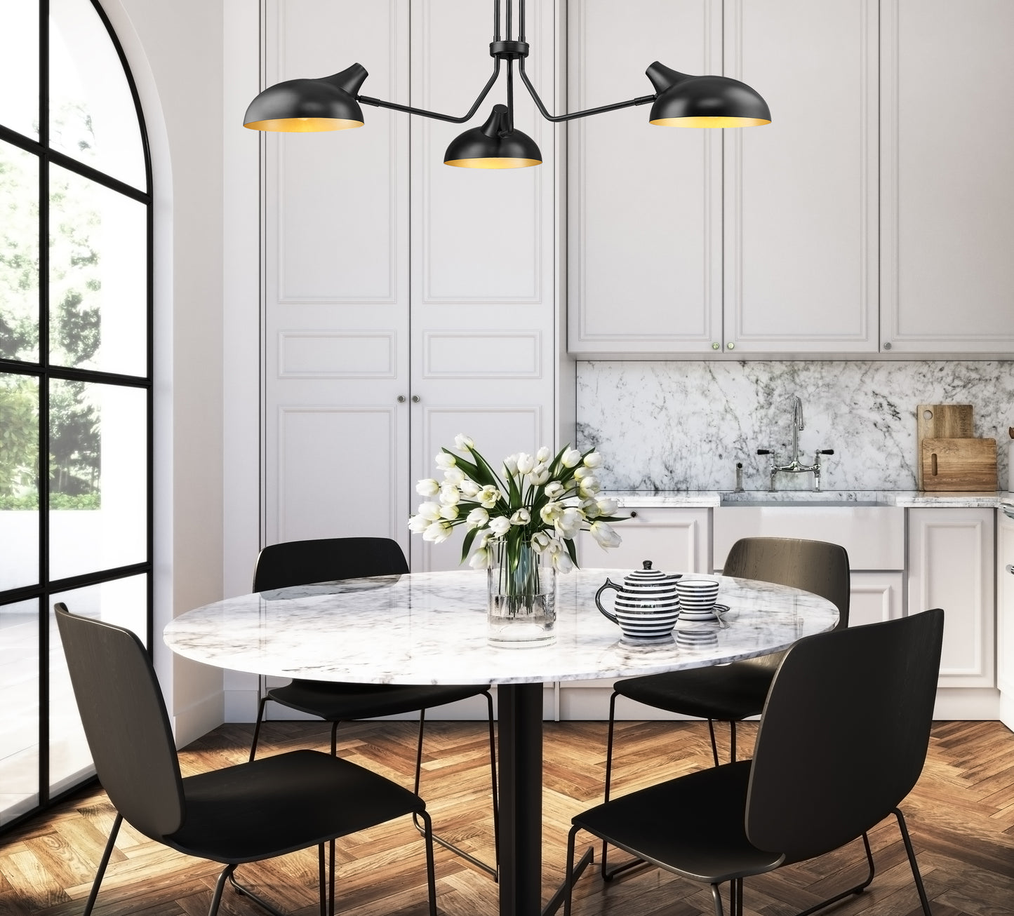 1942-3MB - Bellamy 3 Light 46" Chandelier - Matte Black