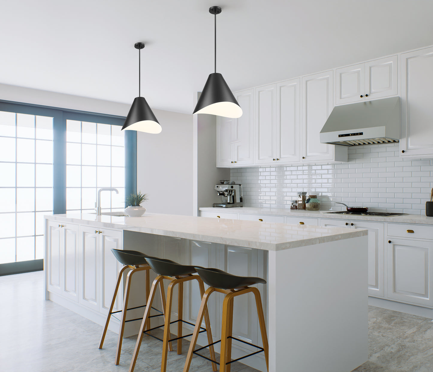 1952P18-MB - Aria 1 Light 18" Pendant - Matte Black