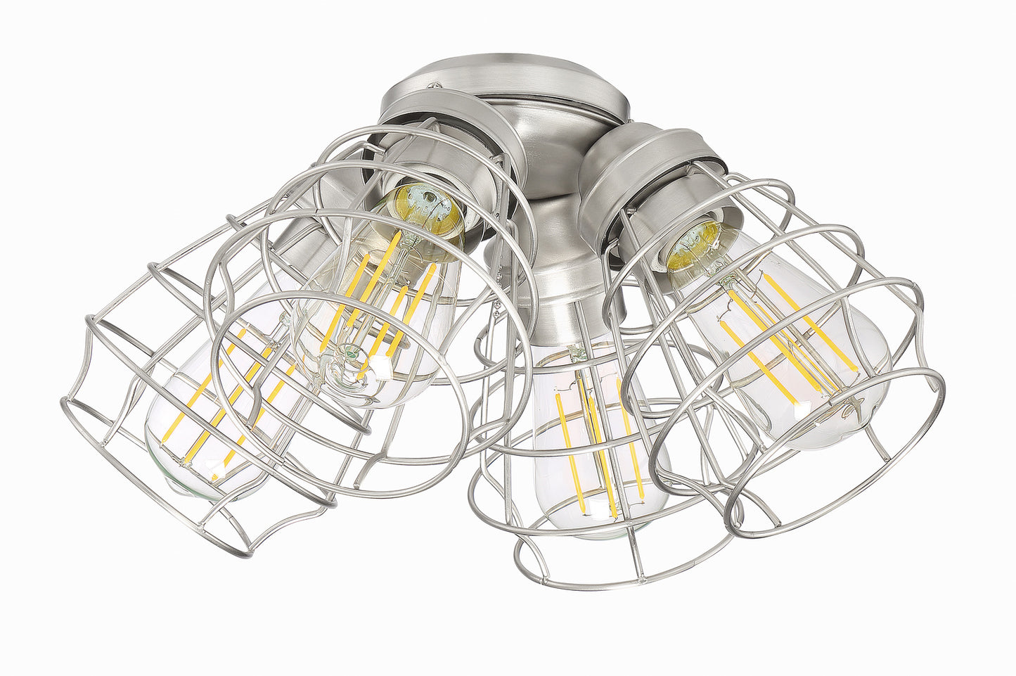 LK405101-BNK-LED - 4 Light Cage Light Kit in Brushed Polished Nickel