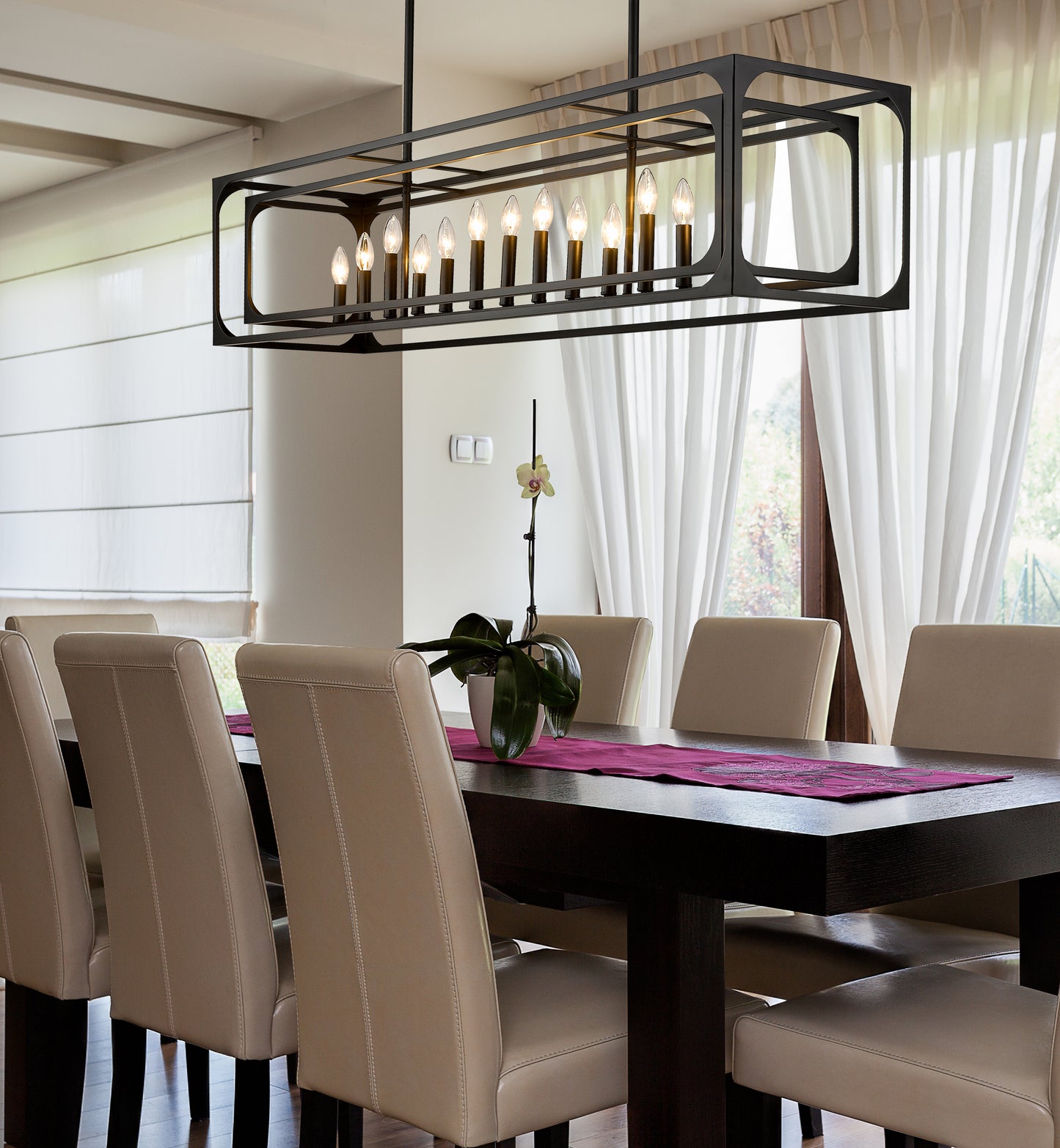 3038-13L-MB - Easton 13 Light Linear 54" Chandelier - Matte Black