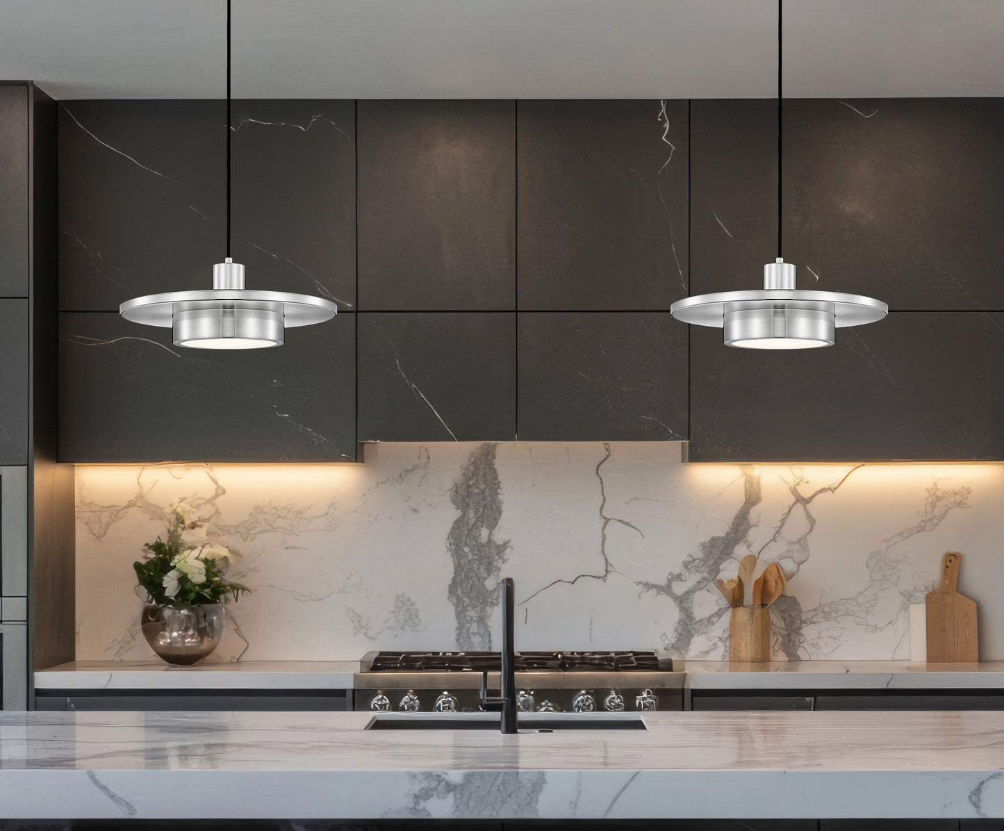 829P16-BN-LED - Ludo 1 Light 16" Pendant - Brushed Nickel