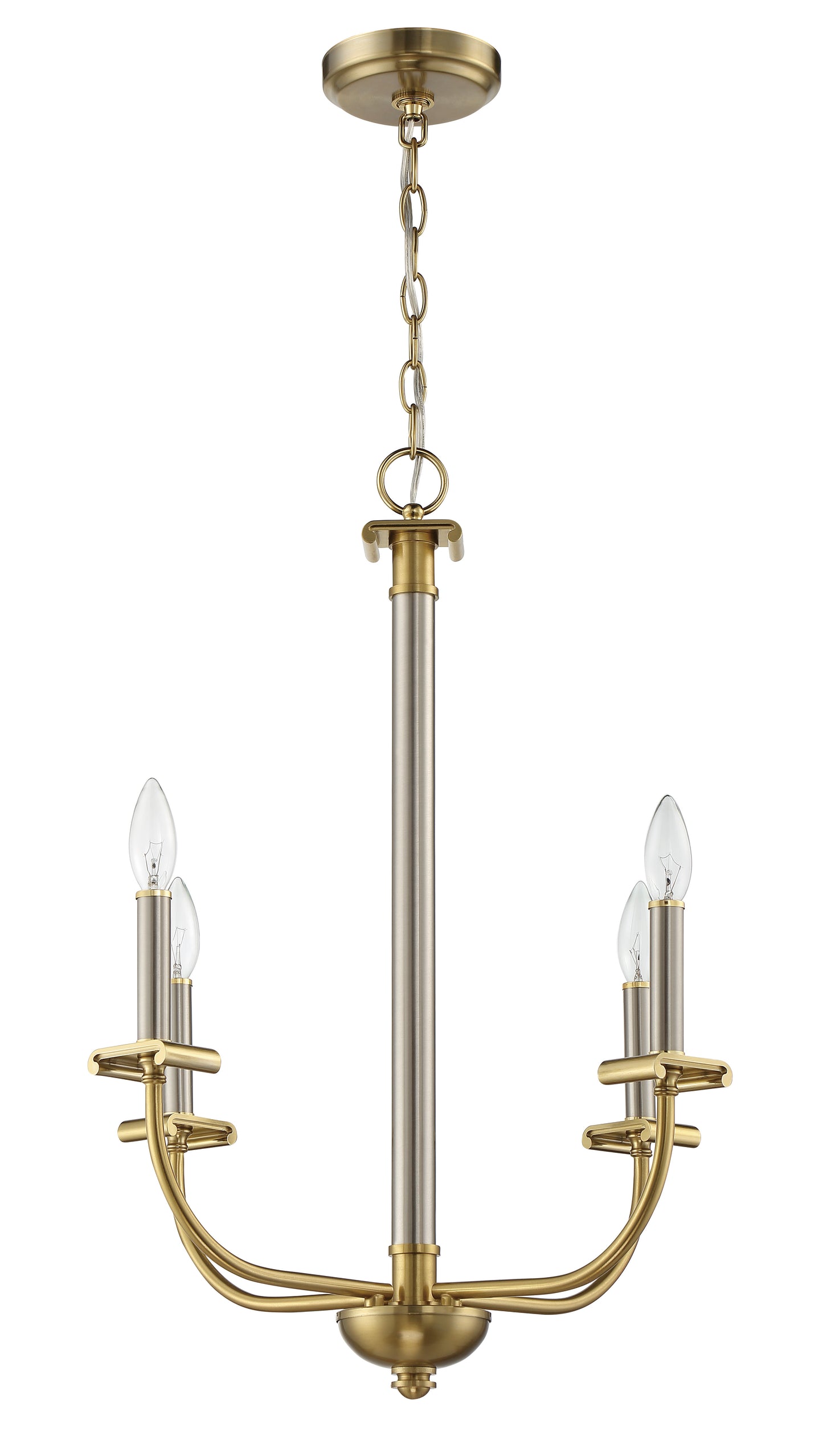 54824-BNKSB - Stanza 4 Light 20" Wide Chandelier - Brushed Polished Nickel / Satin Brass