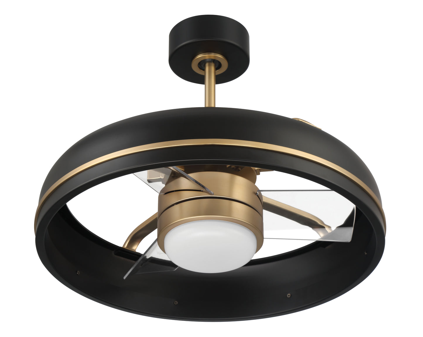 TYL24FBSB3-NWF - Taylor 18" Fandelier no Wifi 20" 3 Blade Indoor Outdoor Ceiling Fan with Light Kit - Flat Black / Satin Brass