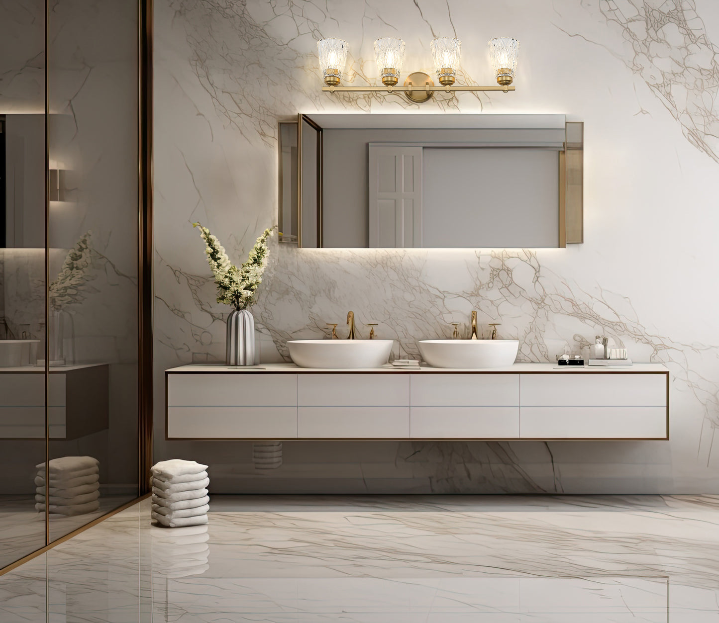 1960-4V-MGLD - Andree 4 Light 32" Vanity - Modern Gold